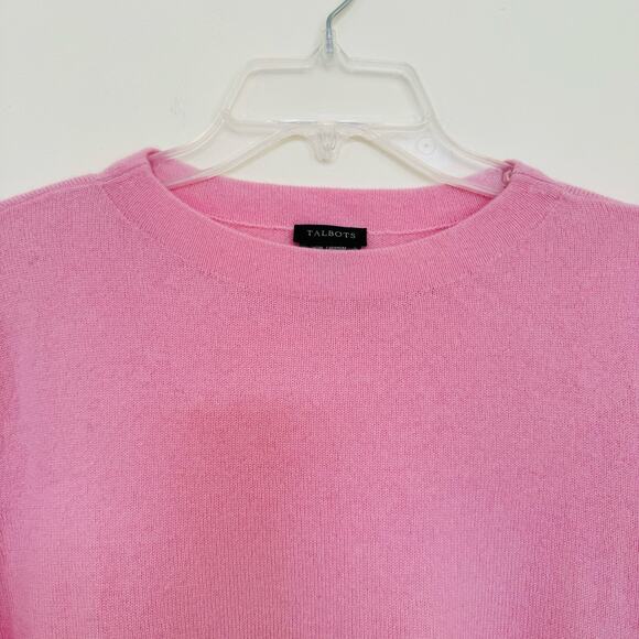 Talbots Womens Cashmere Bubblegum Pink Classic Crewneck Pullover Sweater L or XL - Picture 3 of 9